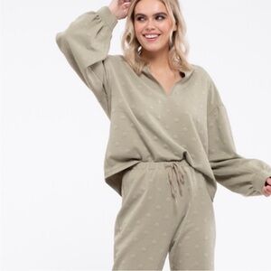 2 piece green dotted sweater with matching pants